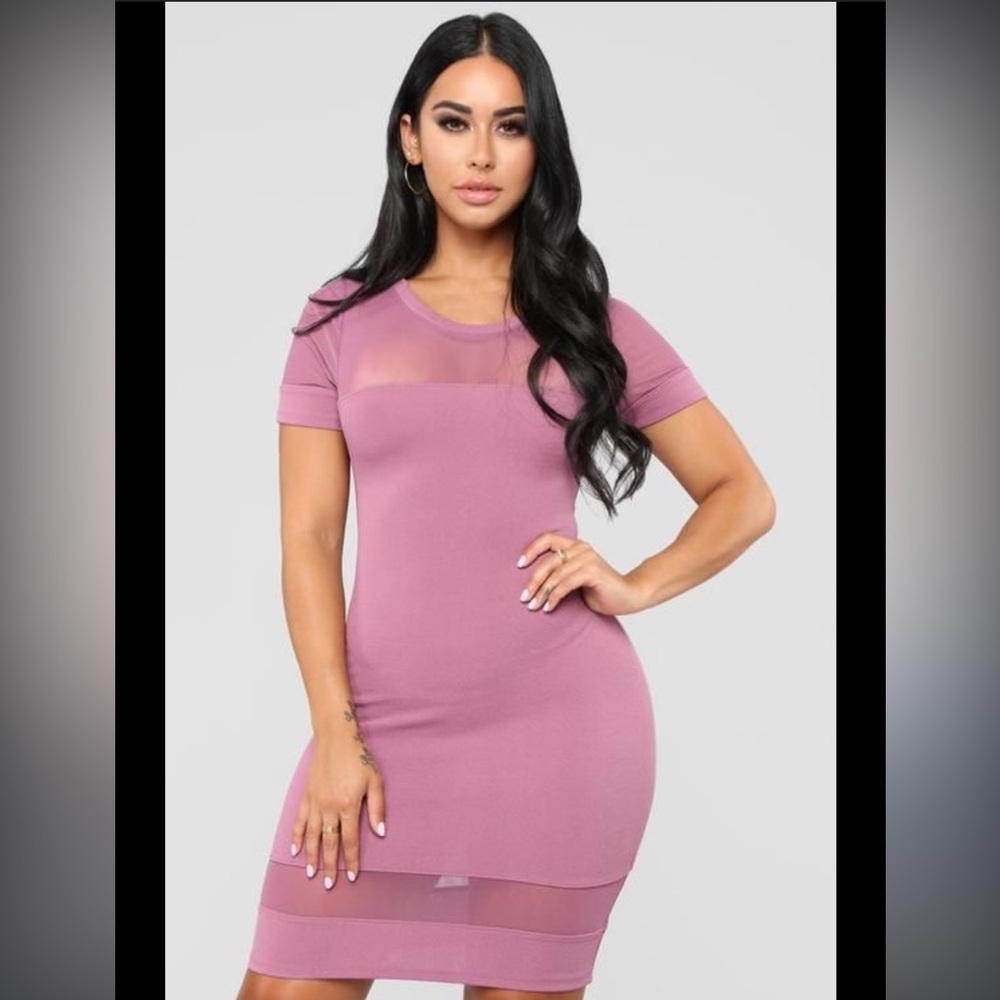 Fashion Nova Purple Dress w/ see through accents